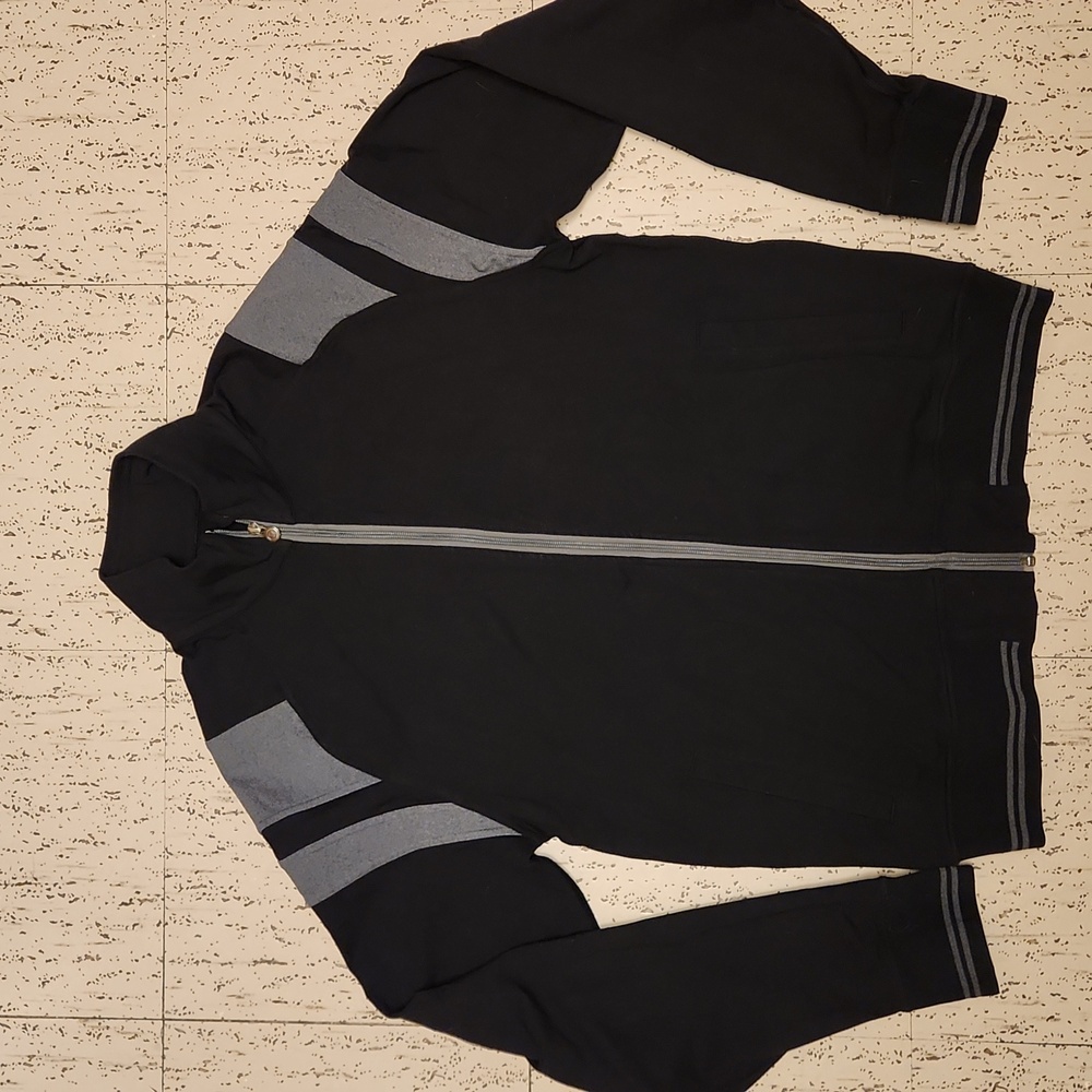 Lululemon Athletica Black & Gray Full Zip Stretch Collar Lightweight Sweater